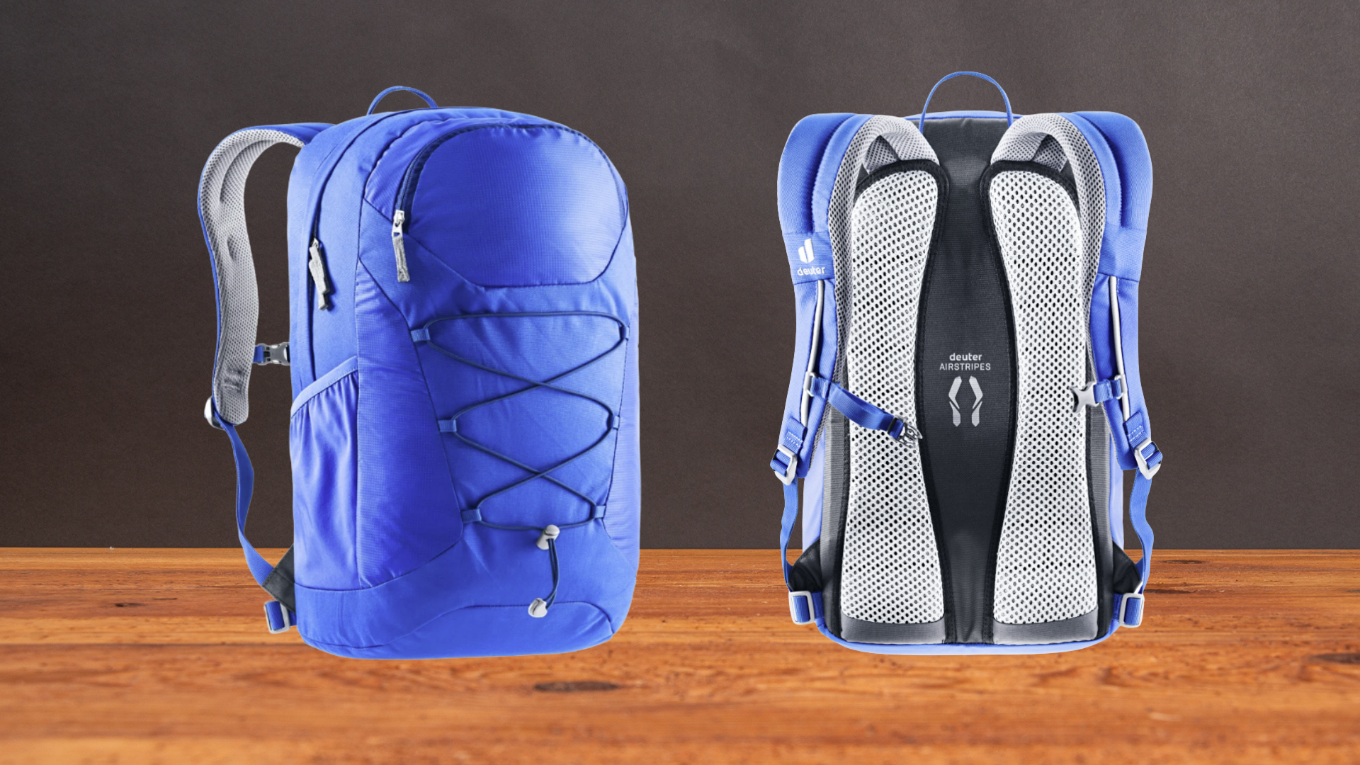 Deuter Creed Lite 25 DI Rucksack in der Farbe Lapis-Steel von vorne und von hinten abgebildet als besonderes Werbegeschenk f&uuml;r Mitarbeiter zur Nutzung in der Freizeit oder im Beruf.