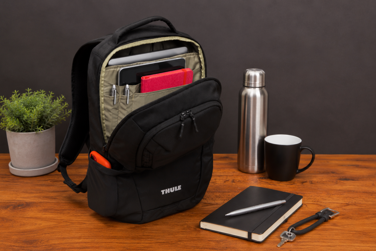 Thule Laptoprucksack Lumion mit Logo als Premium-Werbeartikel f&uuml;r Mitarbeitergeschenke, Onboarding-Pakete und Kundengeschenke.