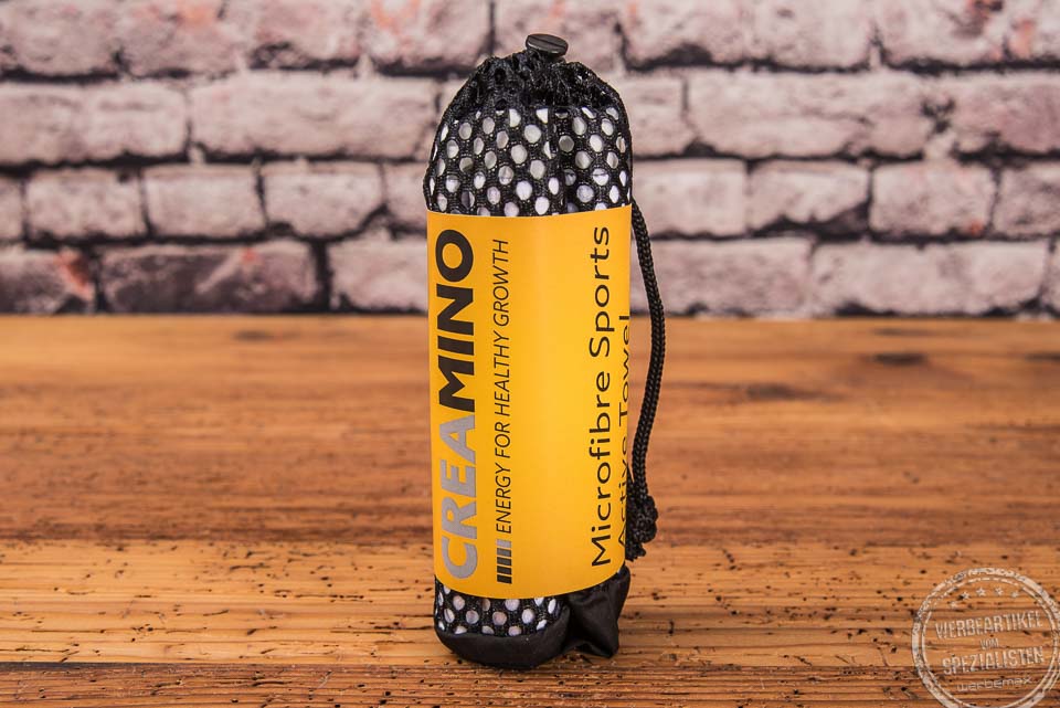 Creamino Microfaser Sporthandtuch  mit bedruckter Banderole