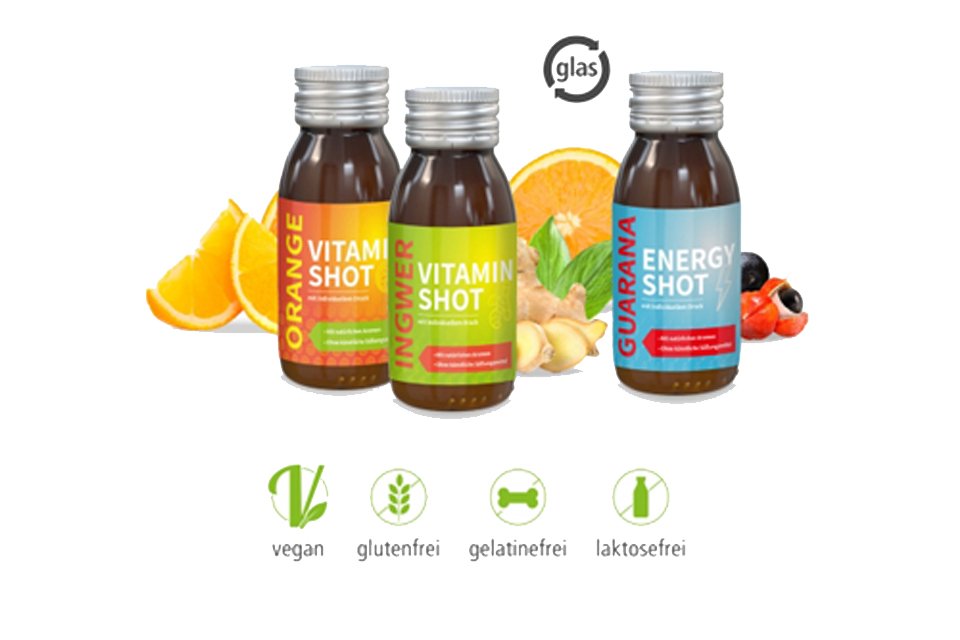 Energy Shots Ingwer, Orange, Guarana