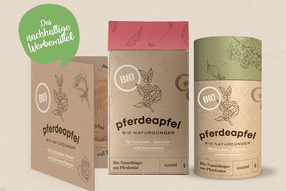 Pferdeapfel Naturd&uuml;nger Produkte als Werbeartikel