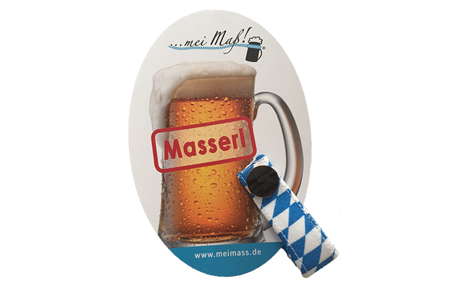 MeiMasserl Bierkrugband auf Werbekarte