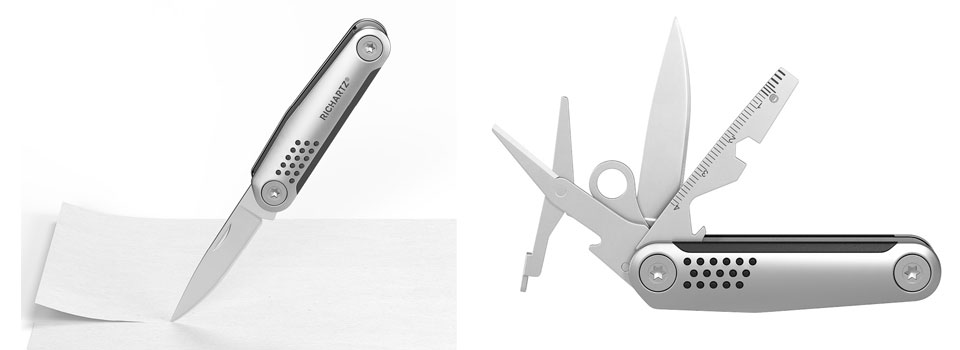 Struktura Taschenmesser knife 8 von richartz als Werbeartikel geöffnet mit allen Funktionen sichtbar.