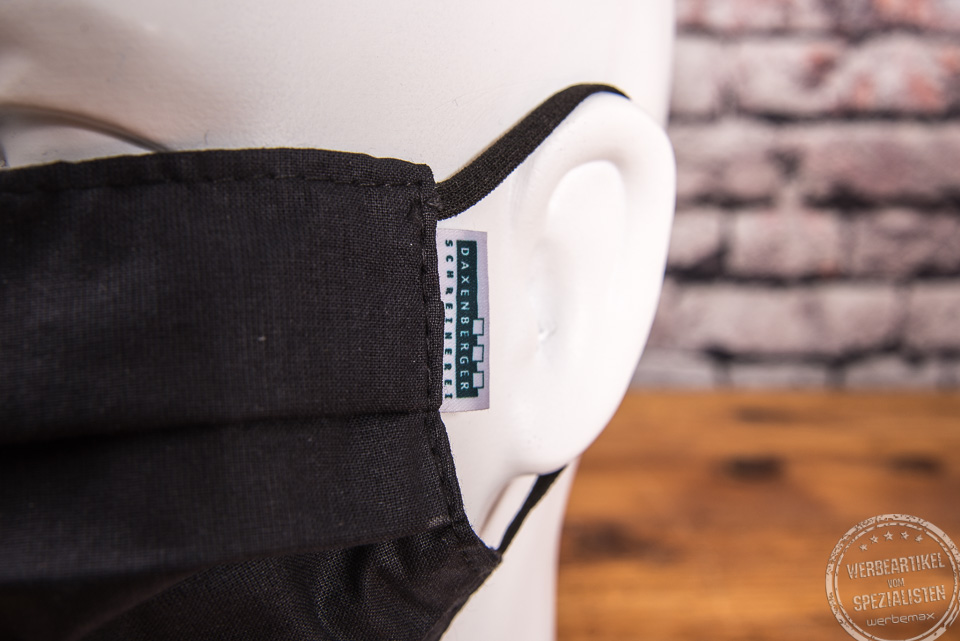 Medizinische Mund-Nasen-Maske f&uuml;r Schreinerei Daxenberger als Werbeartikel. 