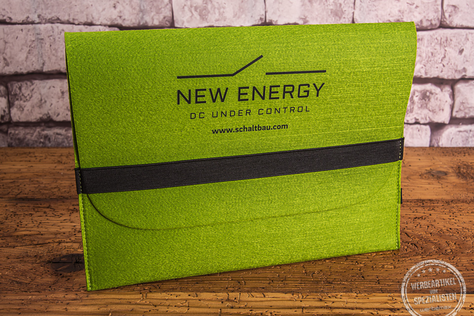 Schaltbau New Energy Filzmappe mit Logo f&uuml;r Dokumente in Maigr&uuml;n