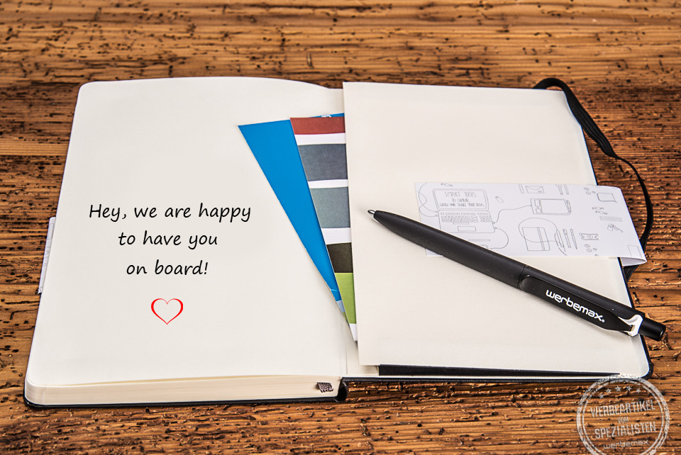 Notizbuch Willkommensgeschenk neue Mitarbeiter Onboarding