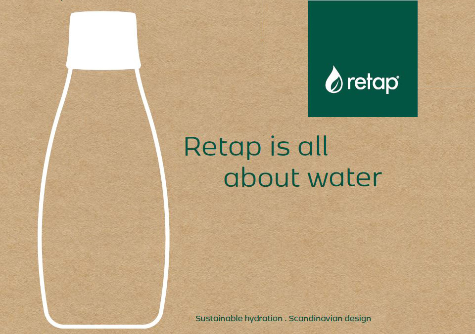 Glasflasche von Retap mit Logo veredelt als Werbeartikel