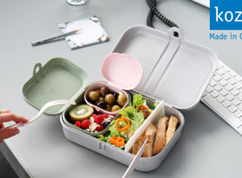 Koziol Lunchbox gefüllt mit Essen als Werbeartikel mit Logo bedrucken