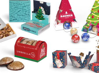 Verschiedene Werbeartikel für die Weihnachtszeit z.B. Lebkuchen, Pralinen, Lindt Weihnachtskugeln. etc. 