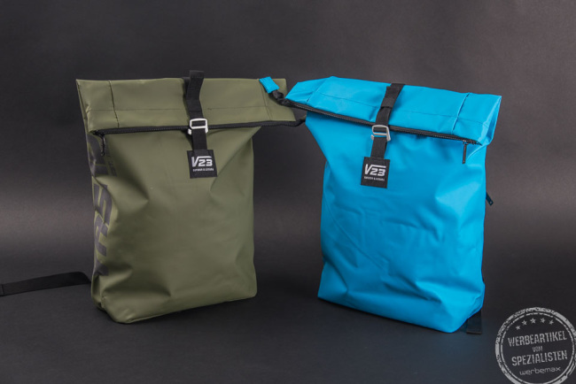 VASAD AllWeather Backpack grün und blau als Werbeartikel