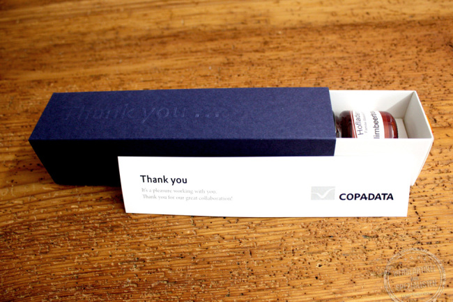 Dankebox für COPA-DATA als Werbegeschenk für die Mitarbeiter und Kunden.