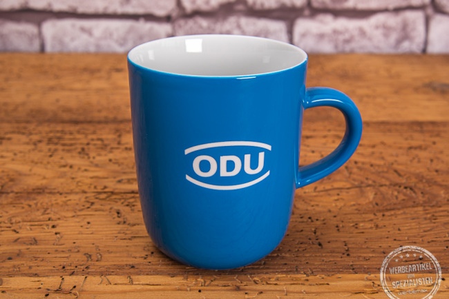 ODU Tasse Werbegeschenk in Blau mit weißer Gravur