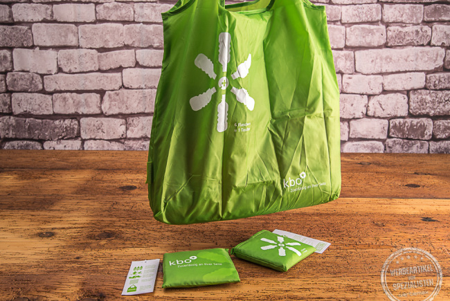 kbo kliniken Werbetasche klein zusammenfaltbar in grün 