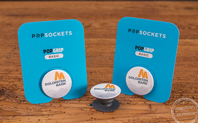 Popsockets Handy Halterung als Werbeartikel für Dolomitenbank