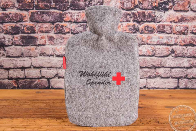 W&auml;rmflasche aus Filz bedruckt 