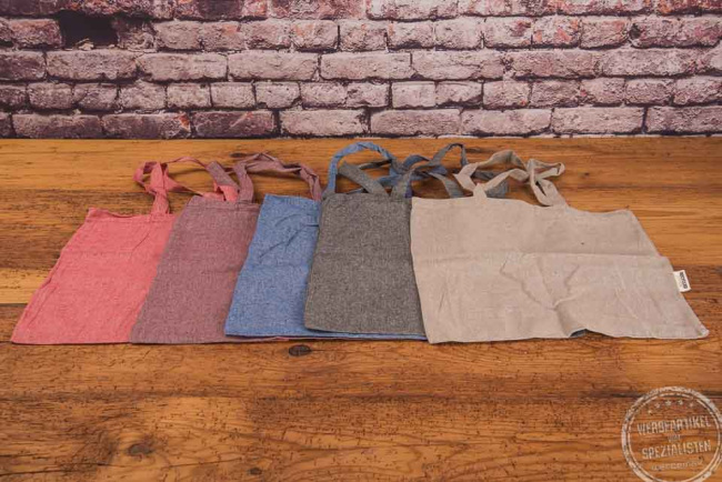 Baumwolltragetasche in verschiedenen Farben mit langen Henkeln 
