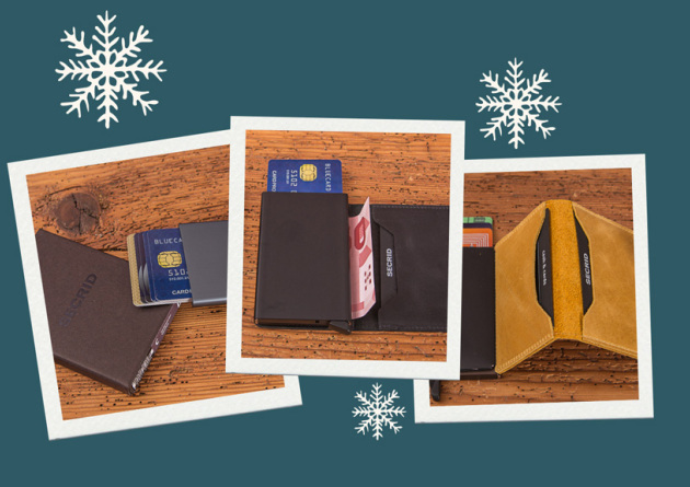 Drei Polaroids mit Bildern des SECRID Miniwallets als Werbertikel.