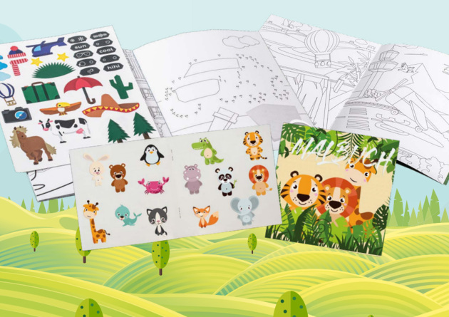 Individuelle Mal- und Stickerbücher als Werbeartikel für Kinder.