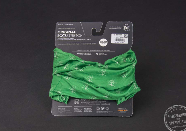 BUFF Tuch in grün mit Werbekarton