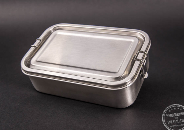 Brotzeitdose aus Edelstahl mit Logo bedrucken als Werbeartikel