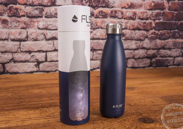 FLSK Flasche blau mit Karton