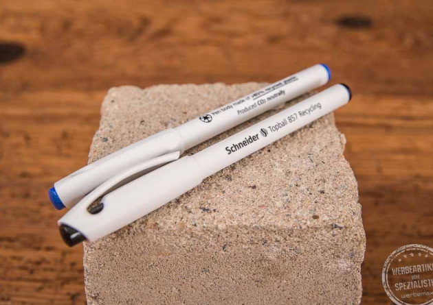 Fineliner Schneider Topliner 967 weiß mit Logodruck