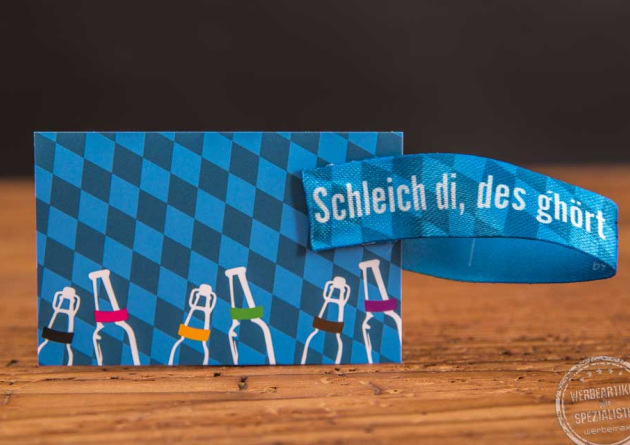 Glasmarkierer ECOflip mit Werbebotschaft auf Trägerkarte