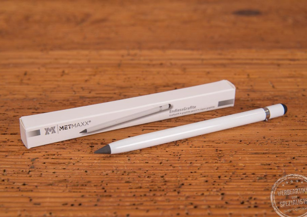 Graphitstift wei&szlig; mit Werbekartonage