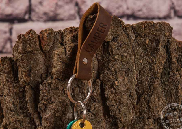 Leder-Schlüsselanhänger mit Werbeprägung