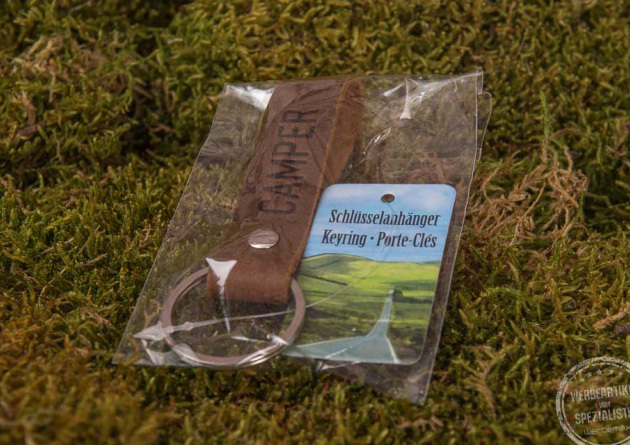 Lederschlüsselanhänger einzeln im Polybeutel verpackt