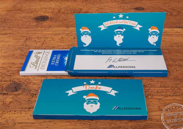 Lindt Schokoladentafel als Werbegru&szlig;karte