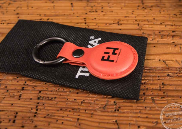 Apple AirTag Anh&auml;nger orange mit Werbedruck