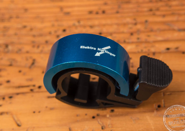 Fahrradklingel Swing blau mit Logo bedrucken 
