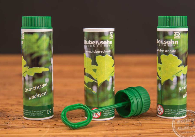 Pustefix Seifenblasen mit individuellem Etikett als Give Away