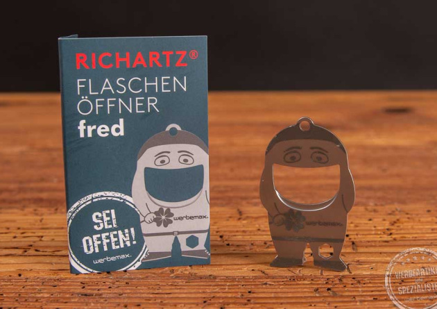 Richartz Flaschenöffner FRED als Werbeartikel mit Werbekarte