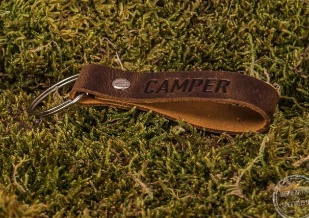 Schlüsselanhänger aus Leder mit Logo-Prägung