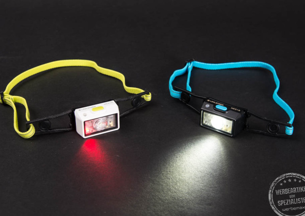 LedLenser Stirnleuchte gr&uuml;n oder blau mit Logo