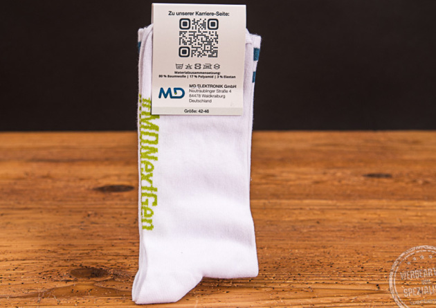 Tennis-Socken mit Werbebanderole MD Elektronik