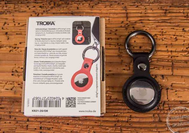 Troika AirTag Anh&auml;nger schwarz als Werbeartikel