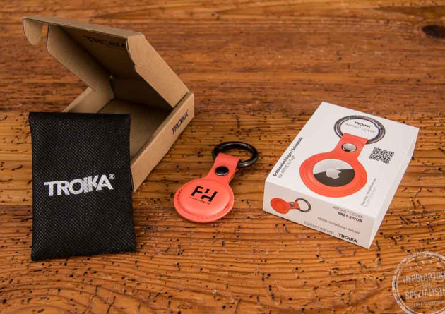 Werbemittel Troika AirTag Cover orange mit Logodruck