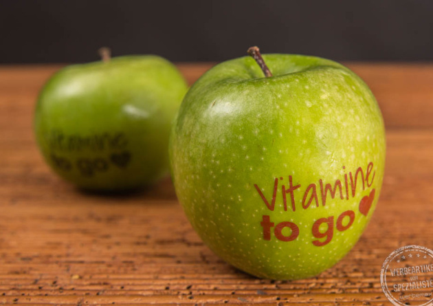 Apfel mit Logodruck