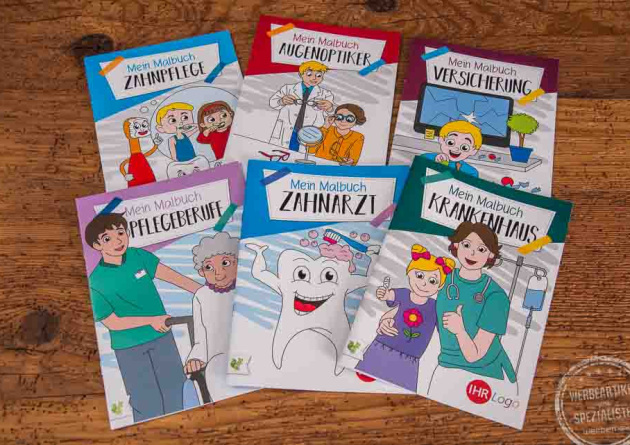 Werbemalbuch für verschiedene Branchen mit Logo