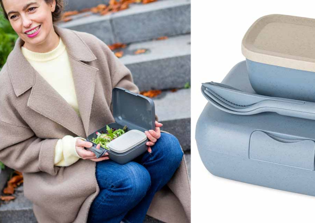 Lunchboxen-Set Candy Ready in Blau geöffnet und geschlossen