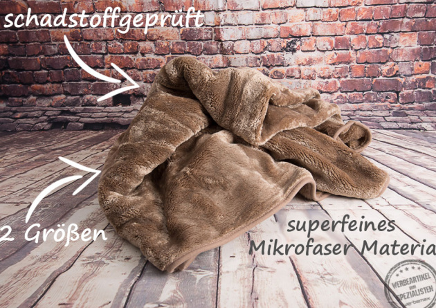 Cashmere Feeling Decke in superfeiner Mikrofaser Qualit&auml;t mit Bildbeschriftung.