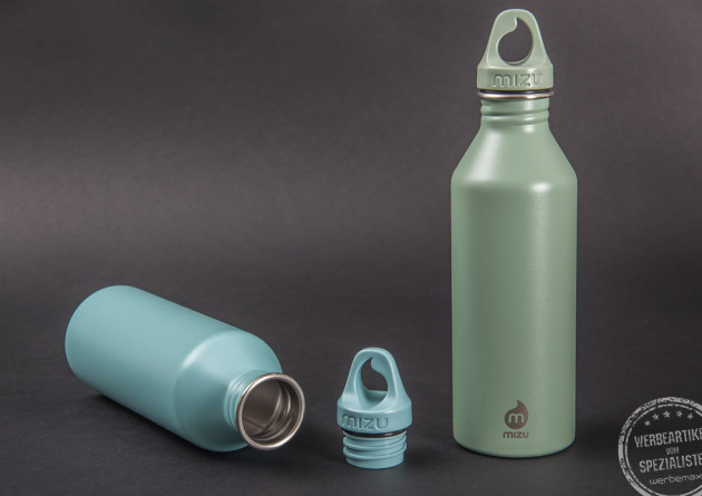 MIZU M5 und MIZU M8 als Werbeartikel in gr&uuml;n und t&uuml;rkis