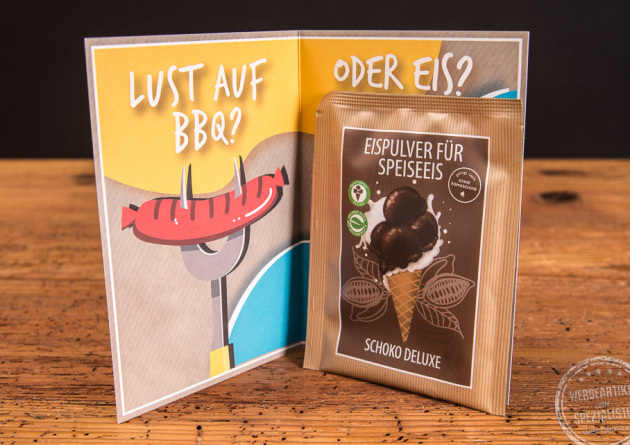 Eispulver wellnuss Schoko Deluxe im Portionsbeutel in der Werbekarte