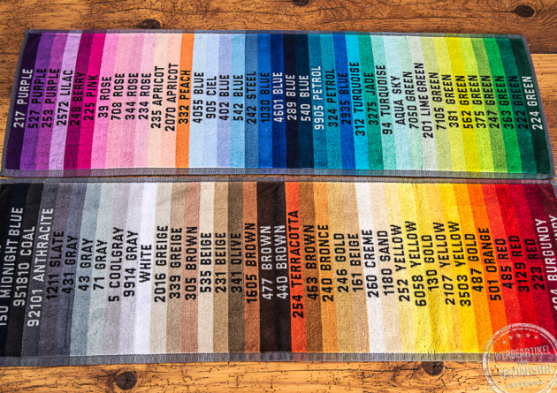 Farbpalette Werbehandtücher