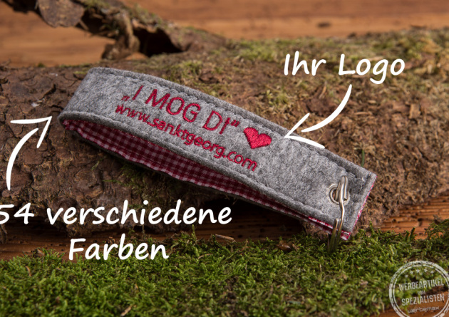 Filzschlüsselanhänger bestickt mit Logo