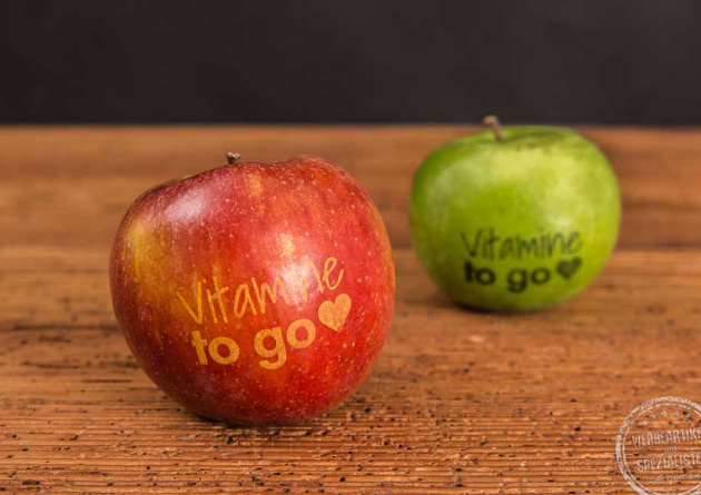 Gesunde Werbemittel Äpfel mit Logodruck