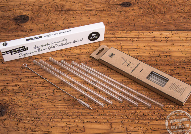 Strohhalme aus Glas mit Gravur